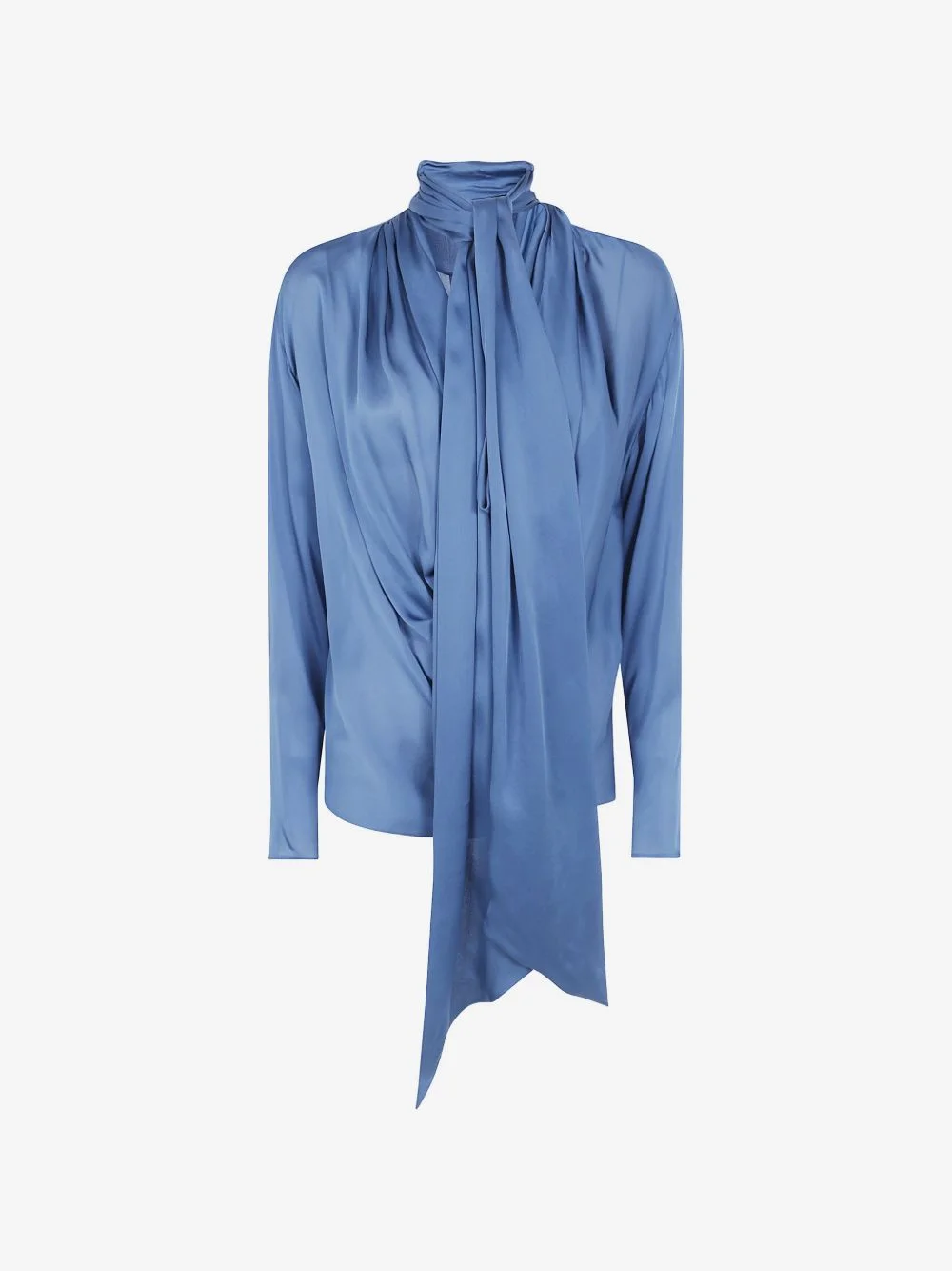 pussy-bow draped silk blouse - 1