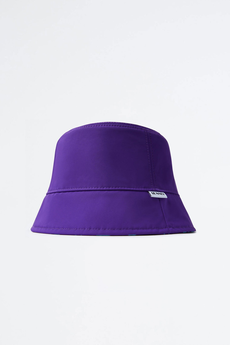 SUNNEI REVERSIBLE AZURE & PURPLE LOGO BUCKET HAT outlook