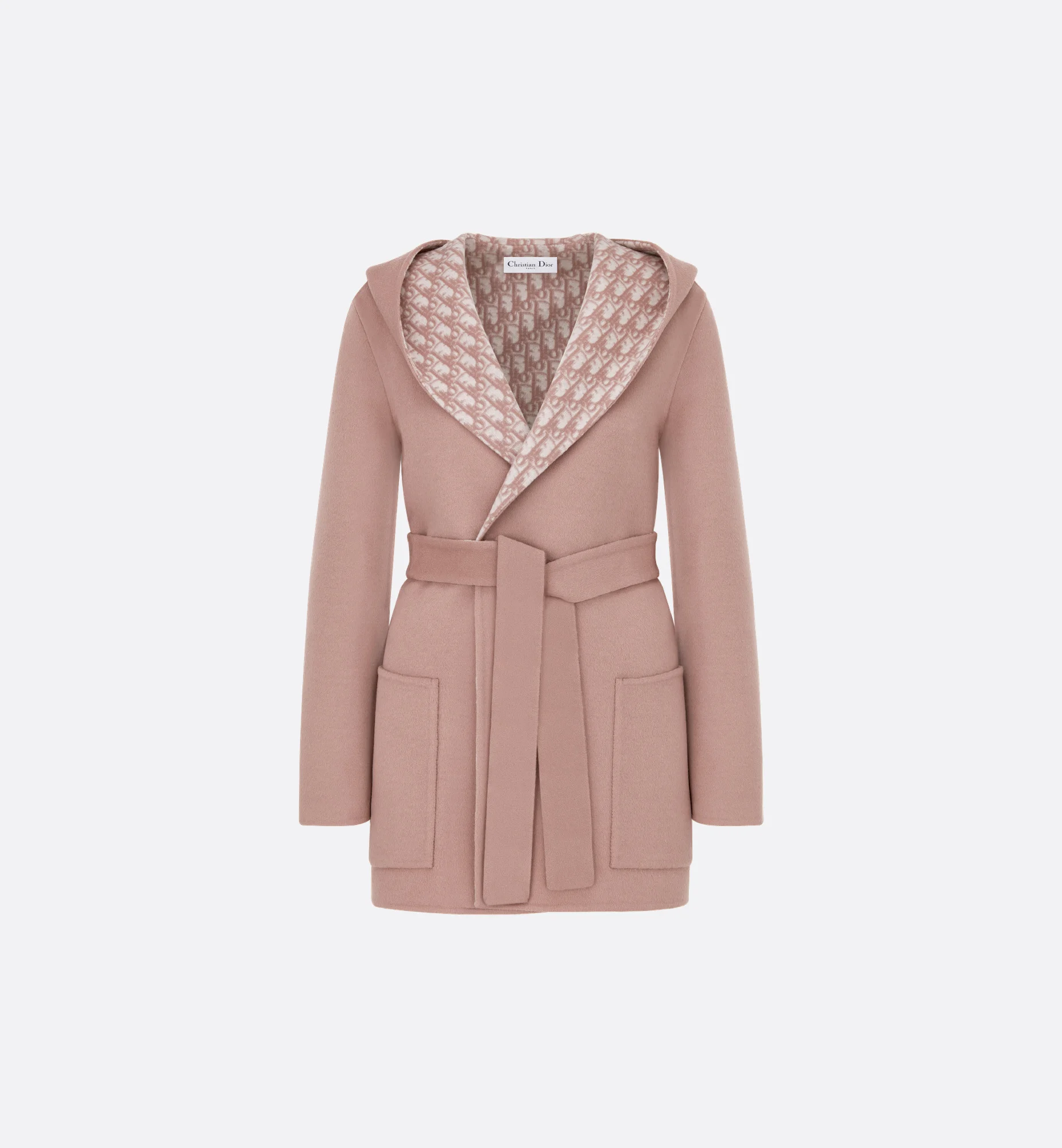 Cropped Coat with Hood and Belt - 1