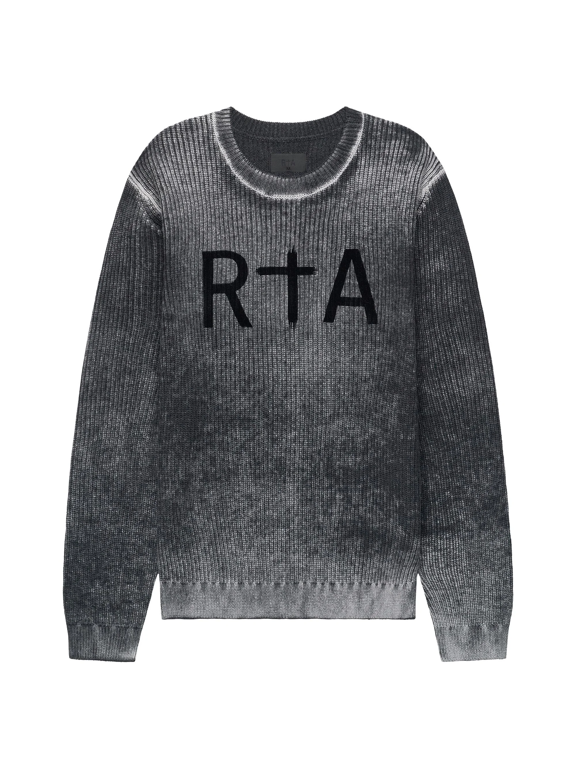 Men's Ethan Ribbed Logo Sweater - Black Glitch Rta - 1