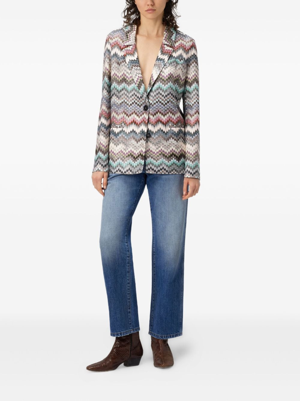 chevron-pattern blazer - 2