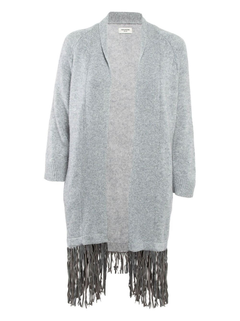 fringe-detail cashmere cardigan 1
