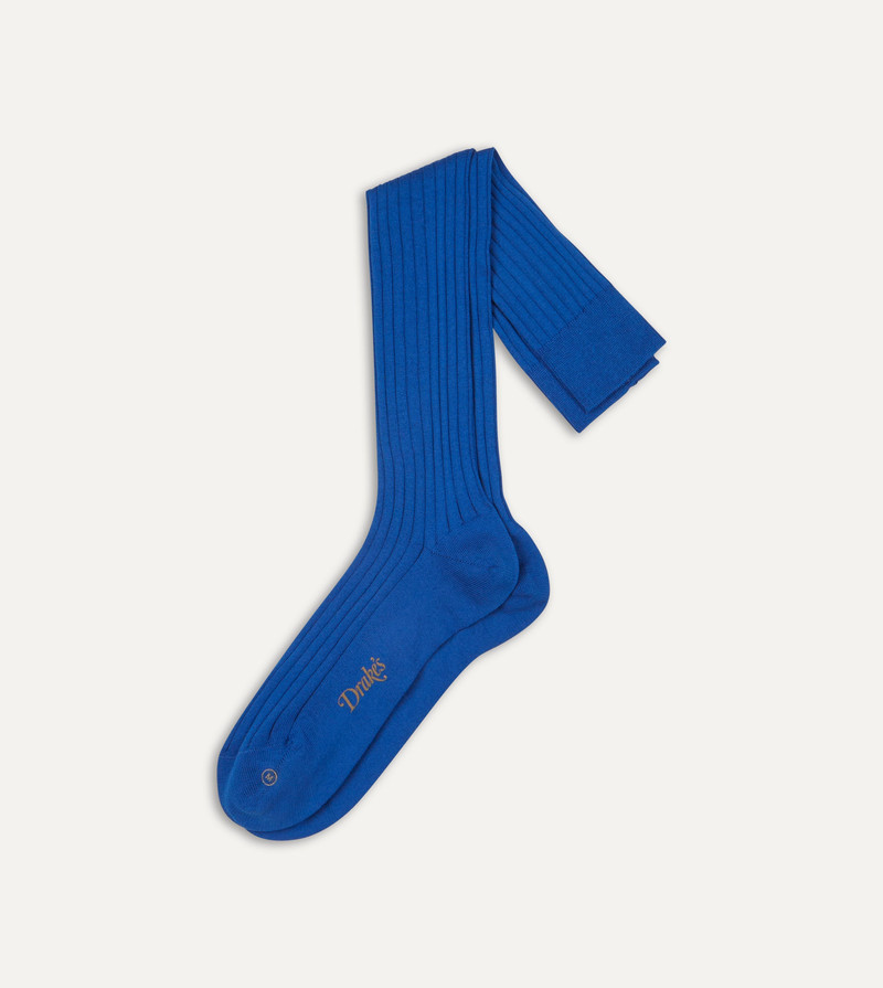 Royal Blue Cotton Over-the-Calf Socks 1