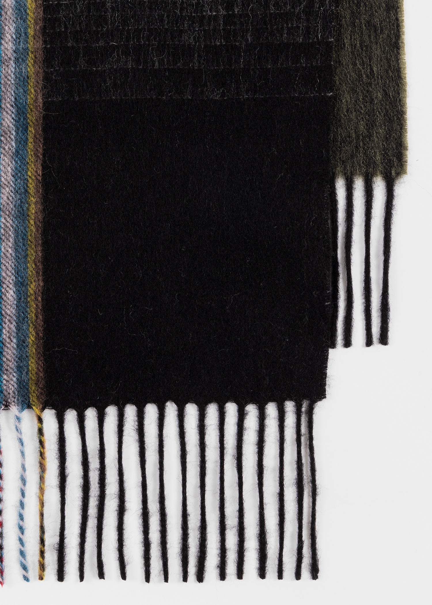 Charcoal Cashmere-Blend Gradient Stripe Scarf - 2