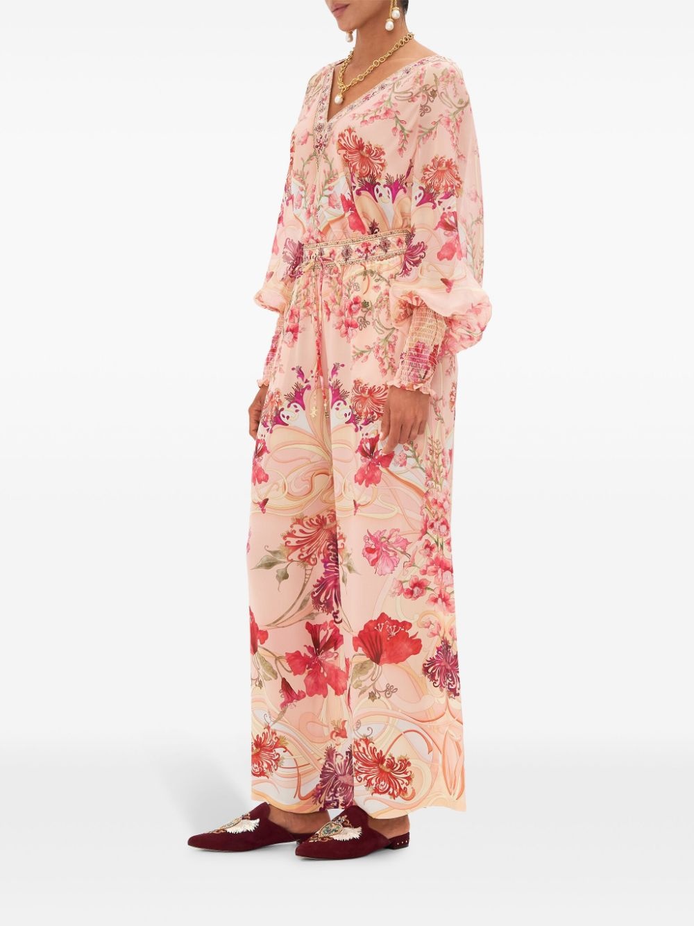 Blossoms and Brushstrokes wide-leg silk trousers - 2