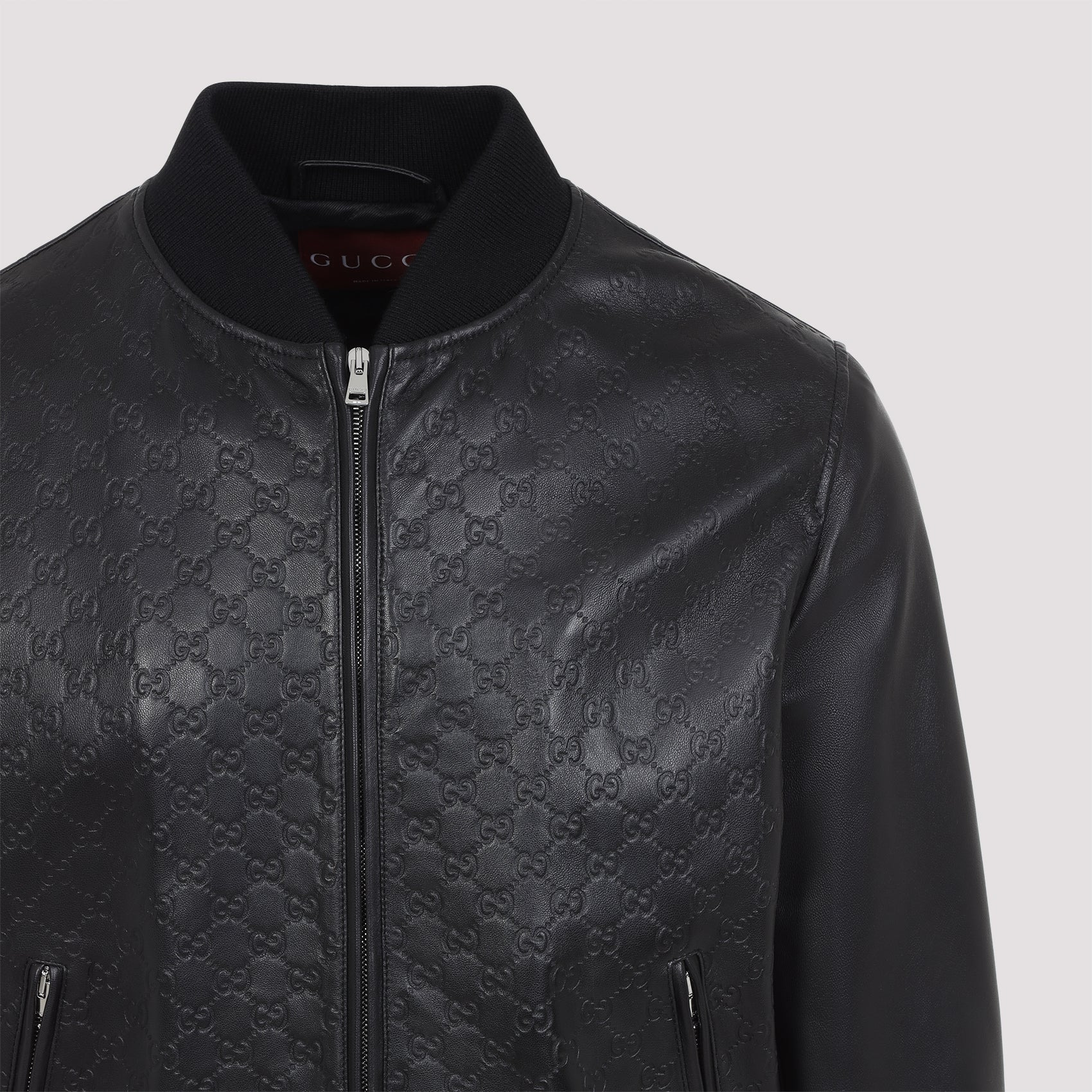 Gucci Leather Gg Logo Jacket Men - 3
