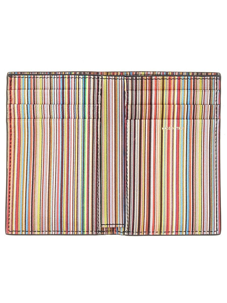 LEATHER WALLET WITH STRIPED INTERIOR - 1
