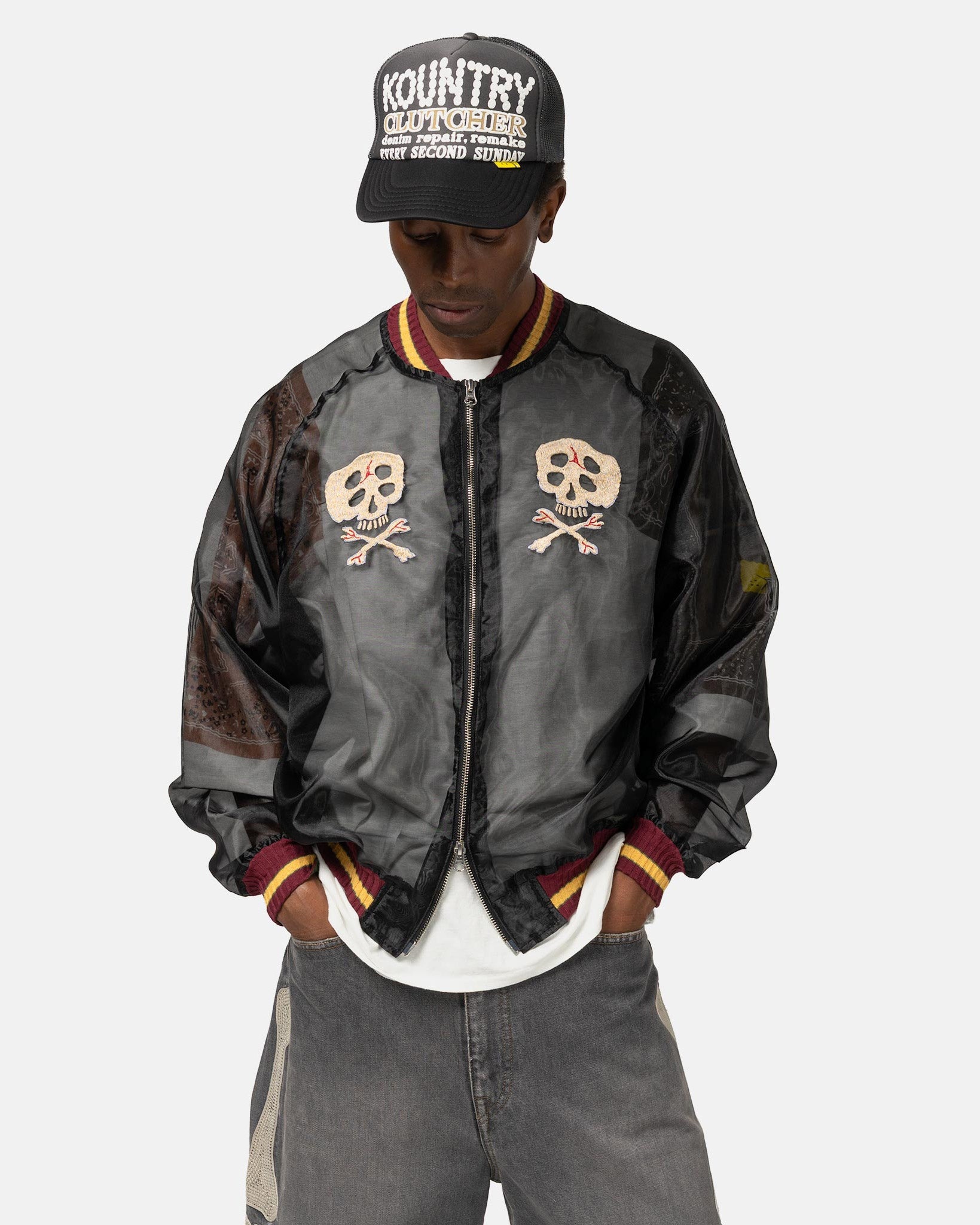 Sheer Pearl Souvenir JKT (RAIN SKULL) Black - 4