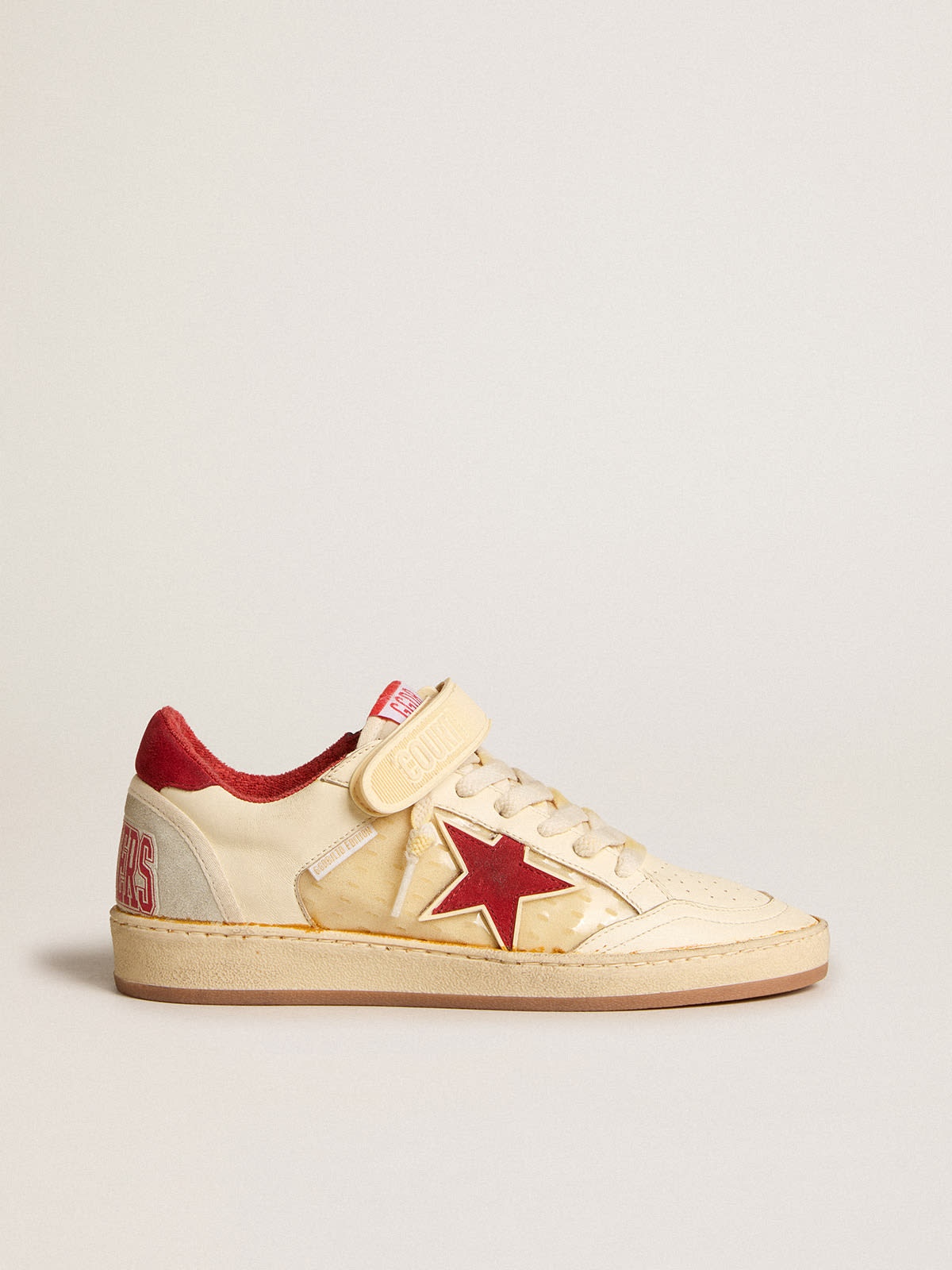 Women’s Ball Star LAB in cream-colored nappa with red suede star - 1