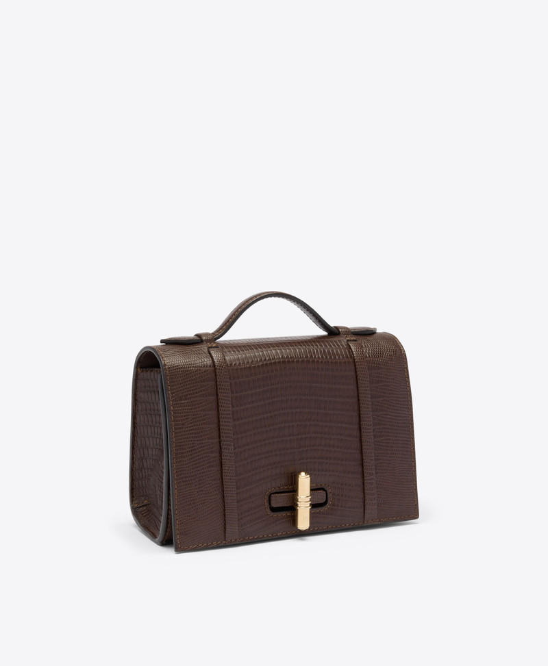 May Dark Brown Embossed Leather Small Handbag 3