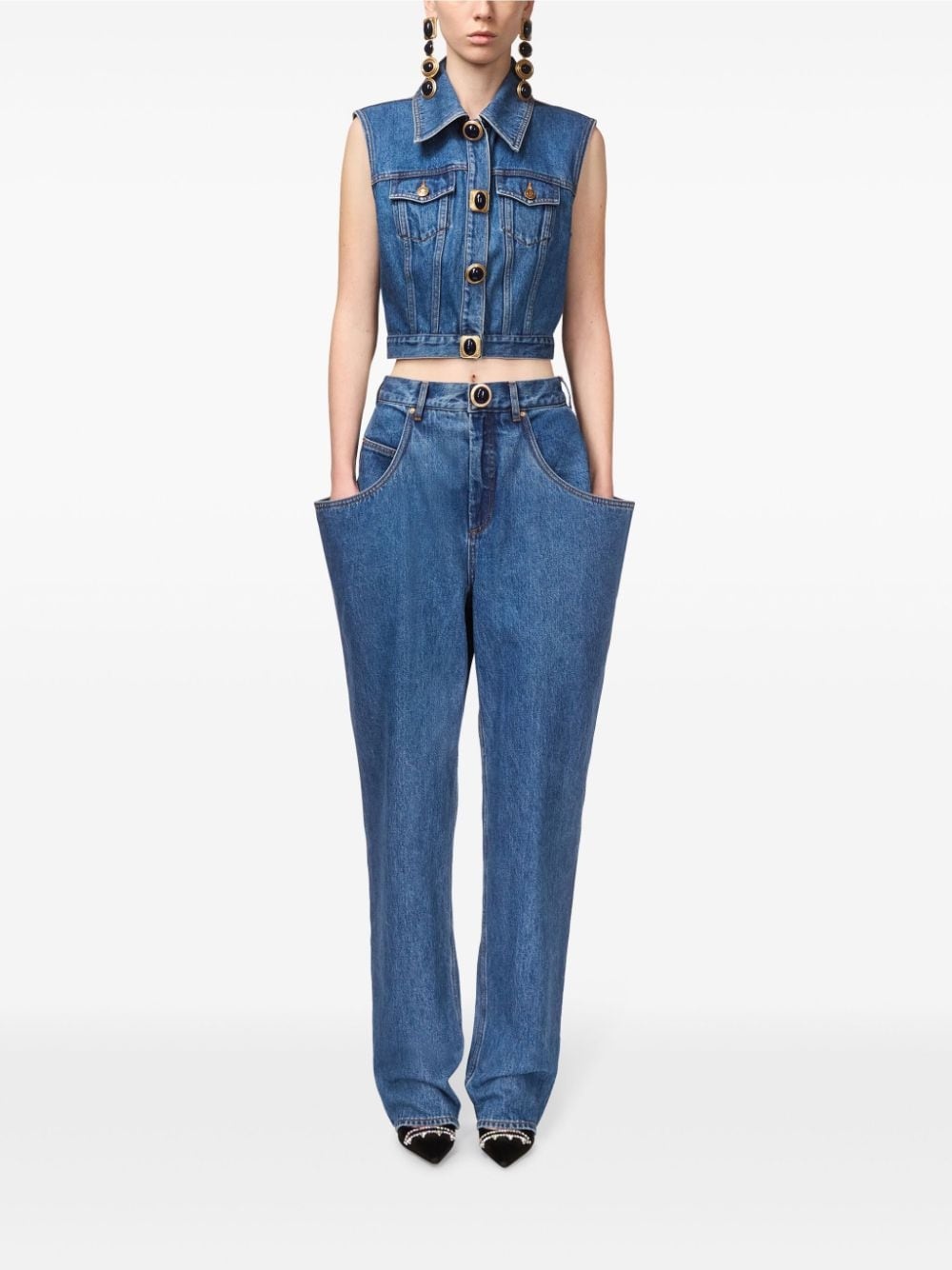 flared-pocket jeans - 3