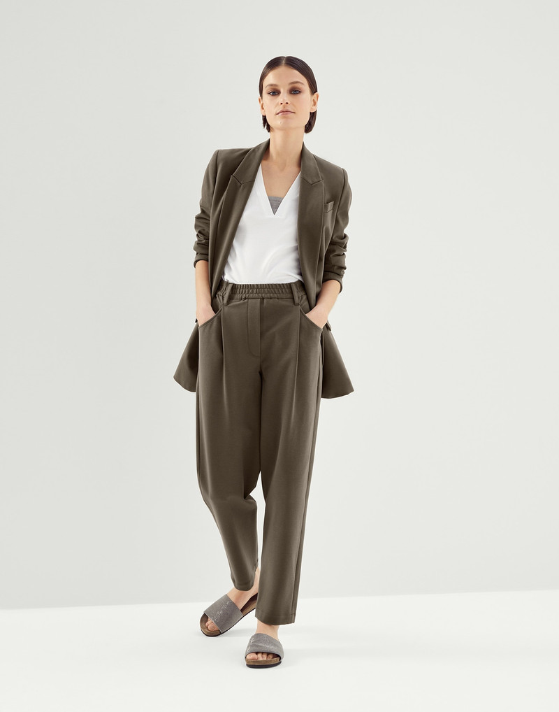 Brunello Cucinelli Stretch cotton couture interlock blazer with monili outlook