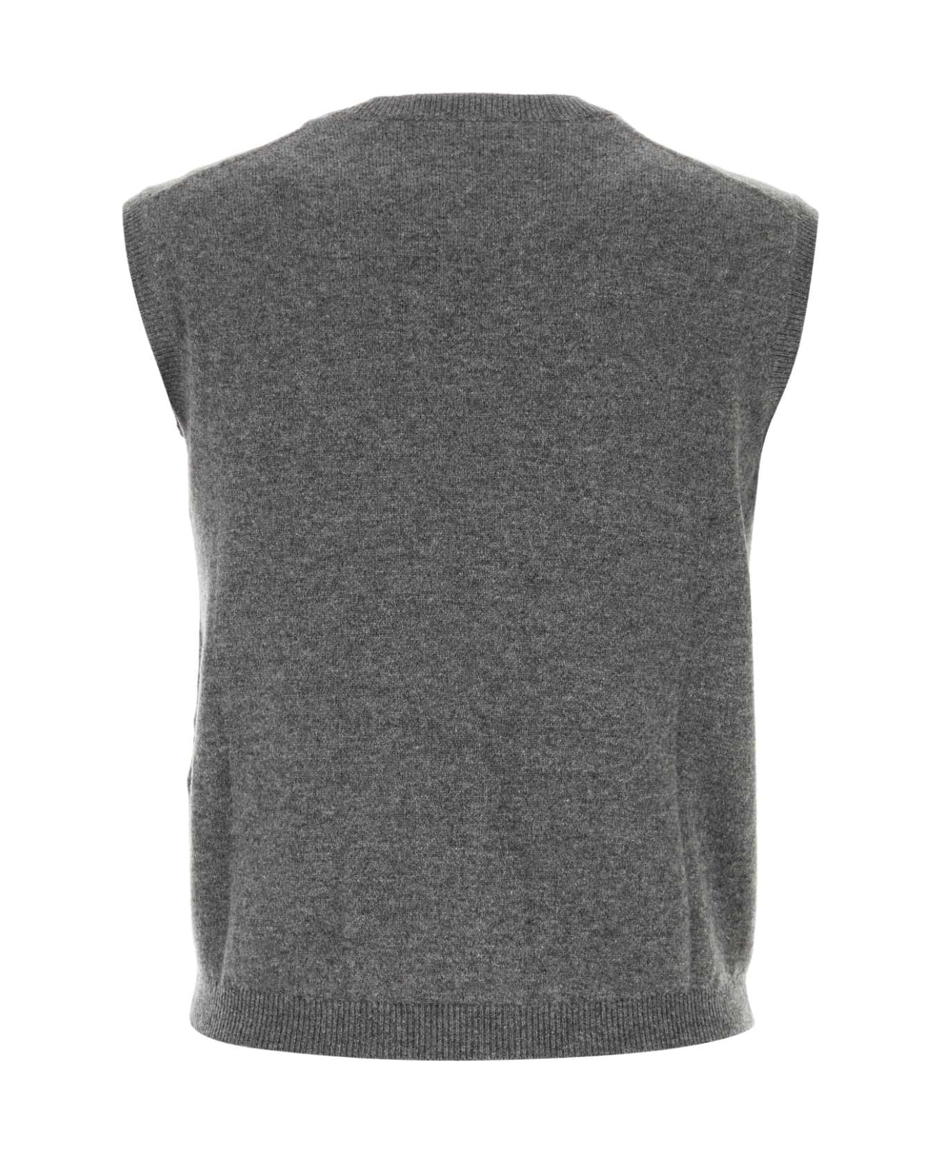 Grey Stretch Cashmere Blend Vest - 2