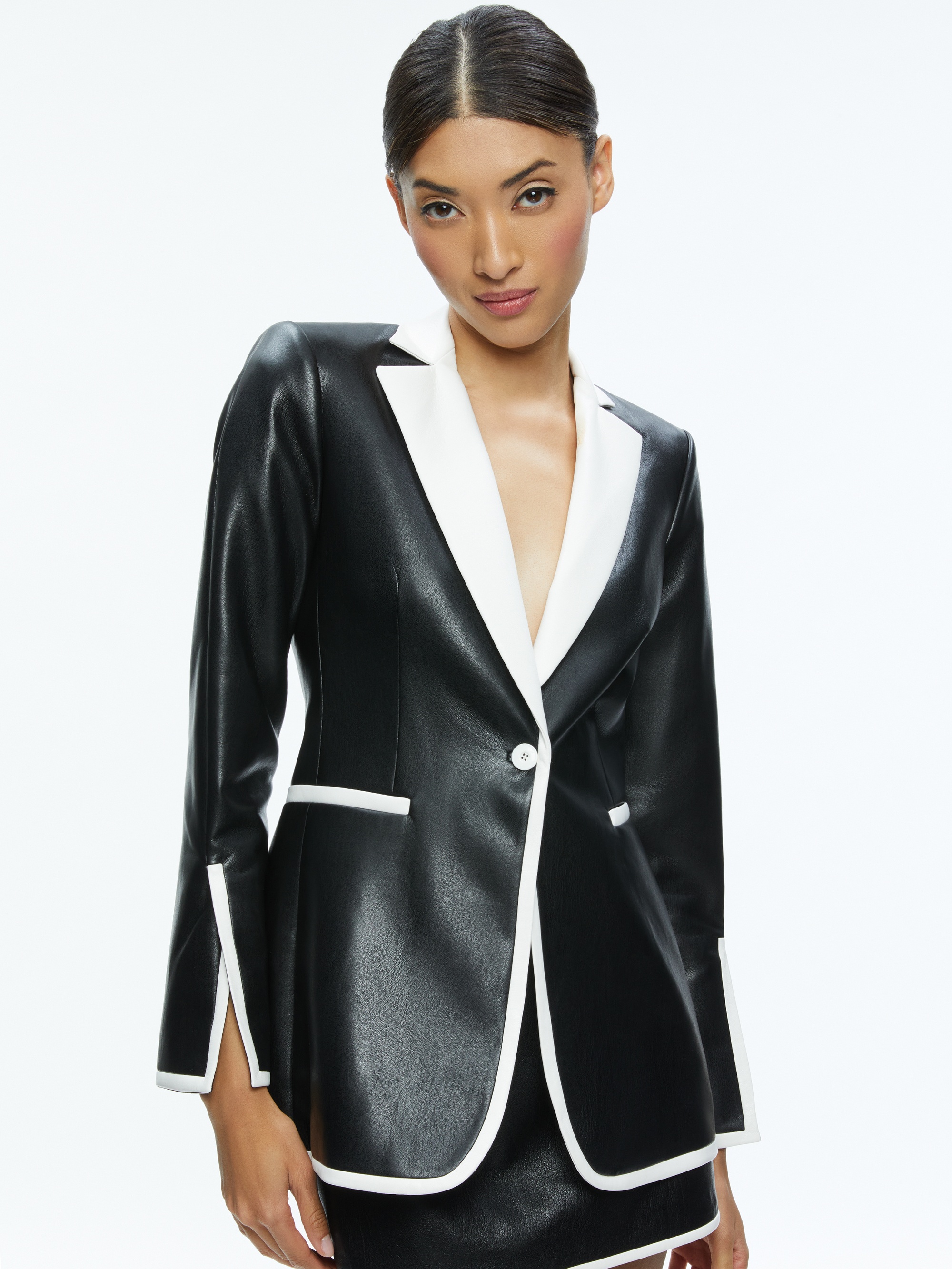 BREANN VEGAN LEATHER BLAZER - 2