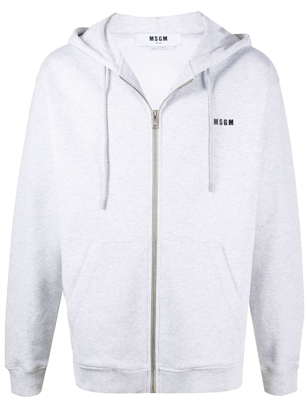 drawstring zip-front hoodie - 1