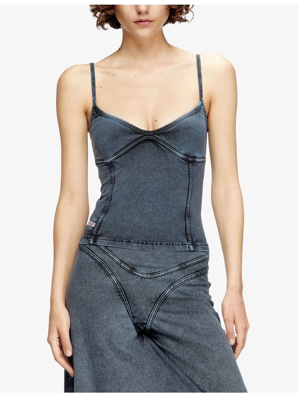 T-Ony Denim-Effect Stretch-Cotton Jersey Cami Top - 3