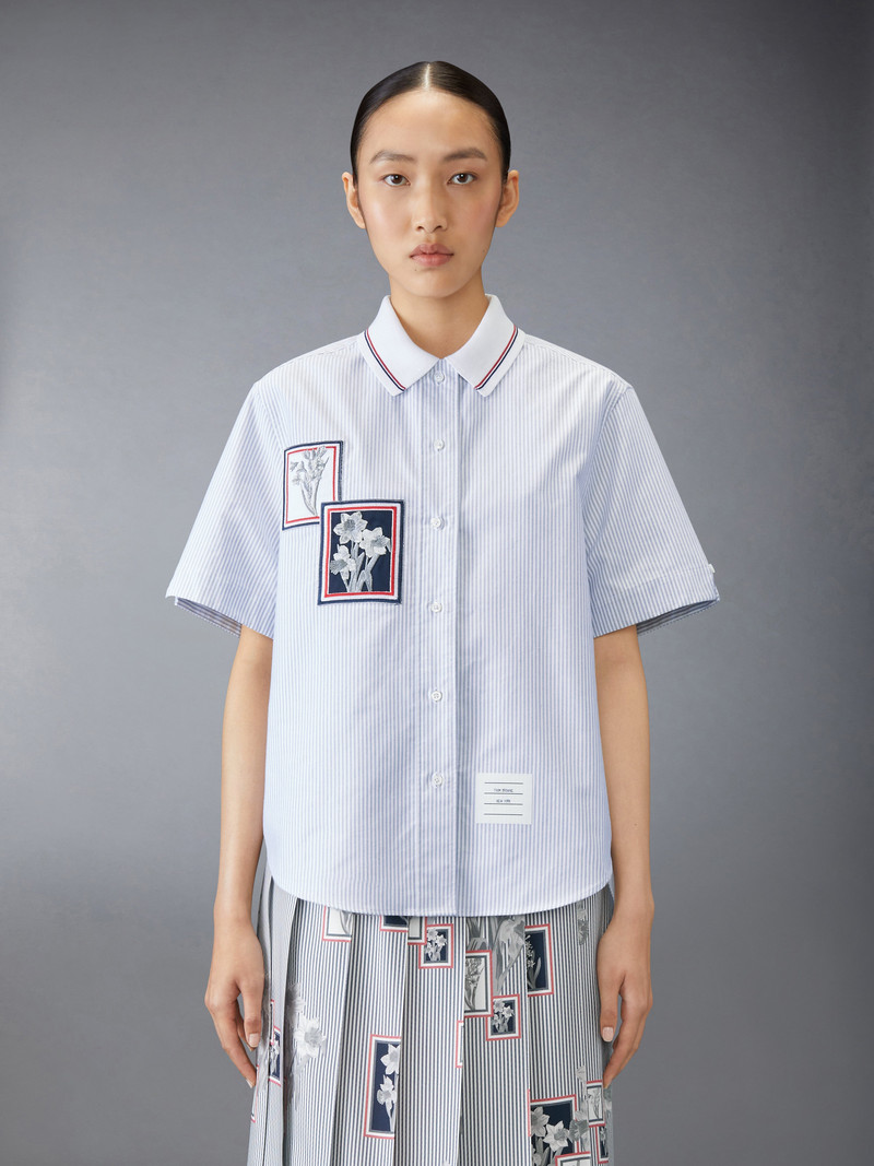 Thom Browne OXFORD FRAMED FLORAL CROPPED SHIRT outlook