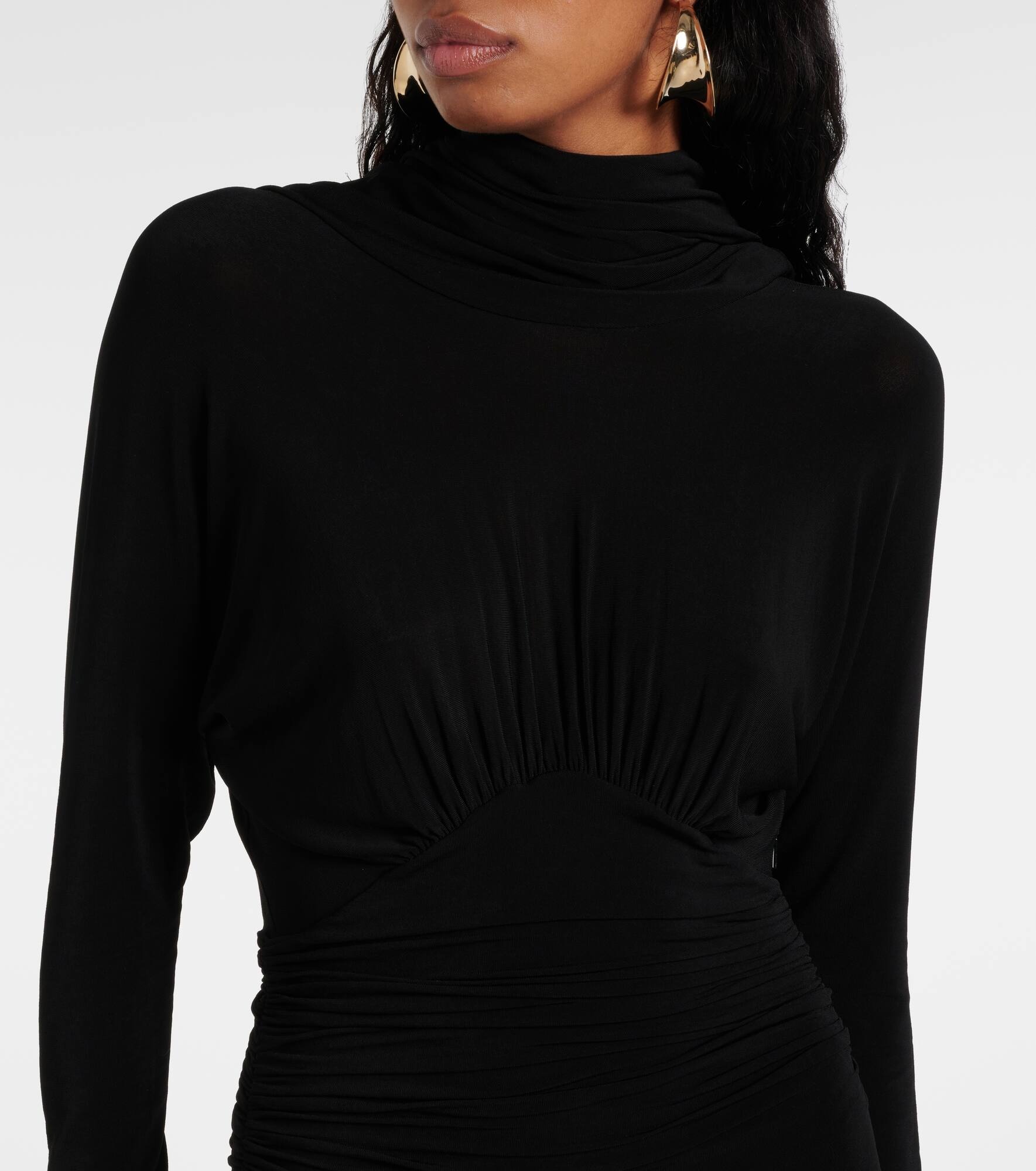 Gathered jersey midi dress - 4