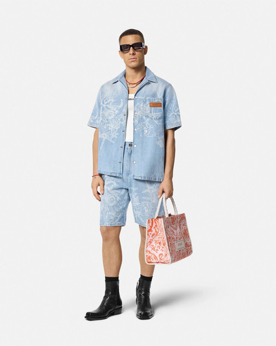 VERSACE Lasered Barocco Sea Denim Shorts outlook