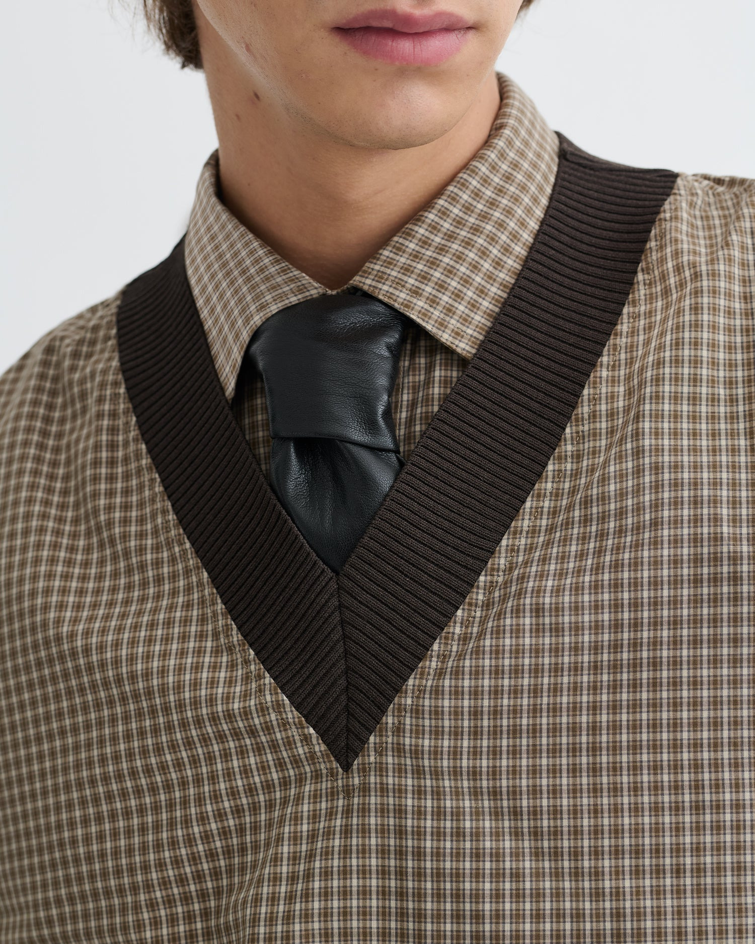 Checked V-Neck Top - 3