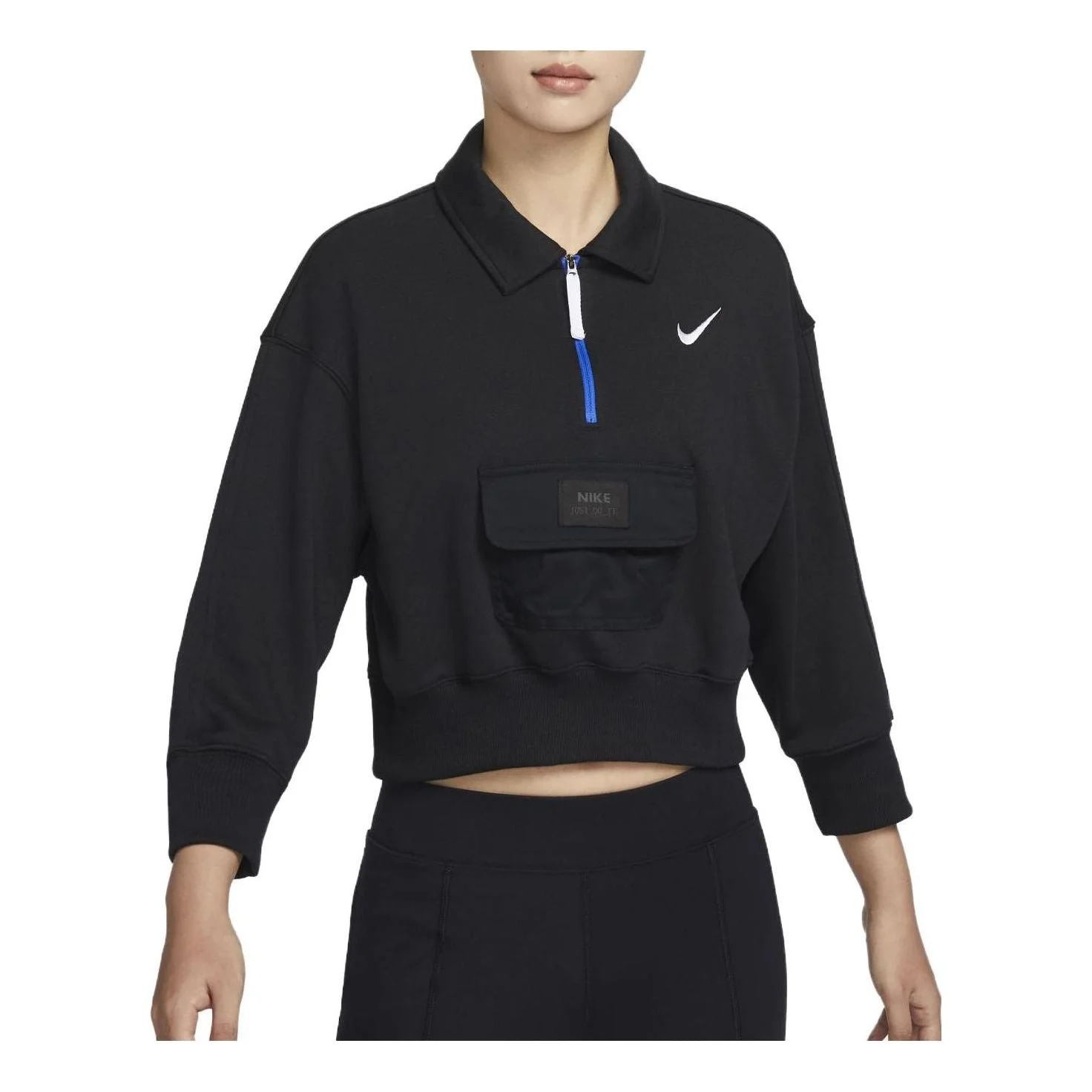 (WMNS) Nike Sportswear City Utility French Terry Polo Jacket 'Black' DV8021-010 - 1