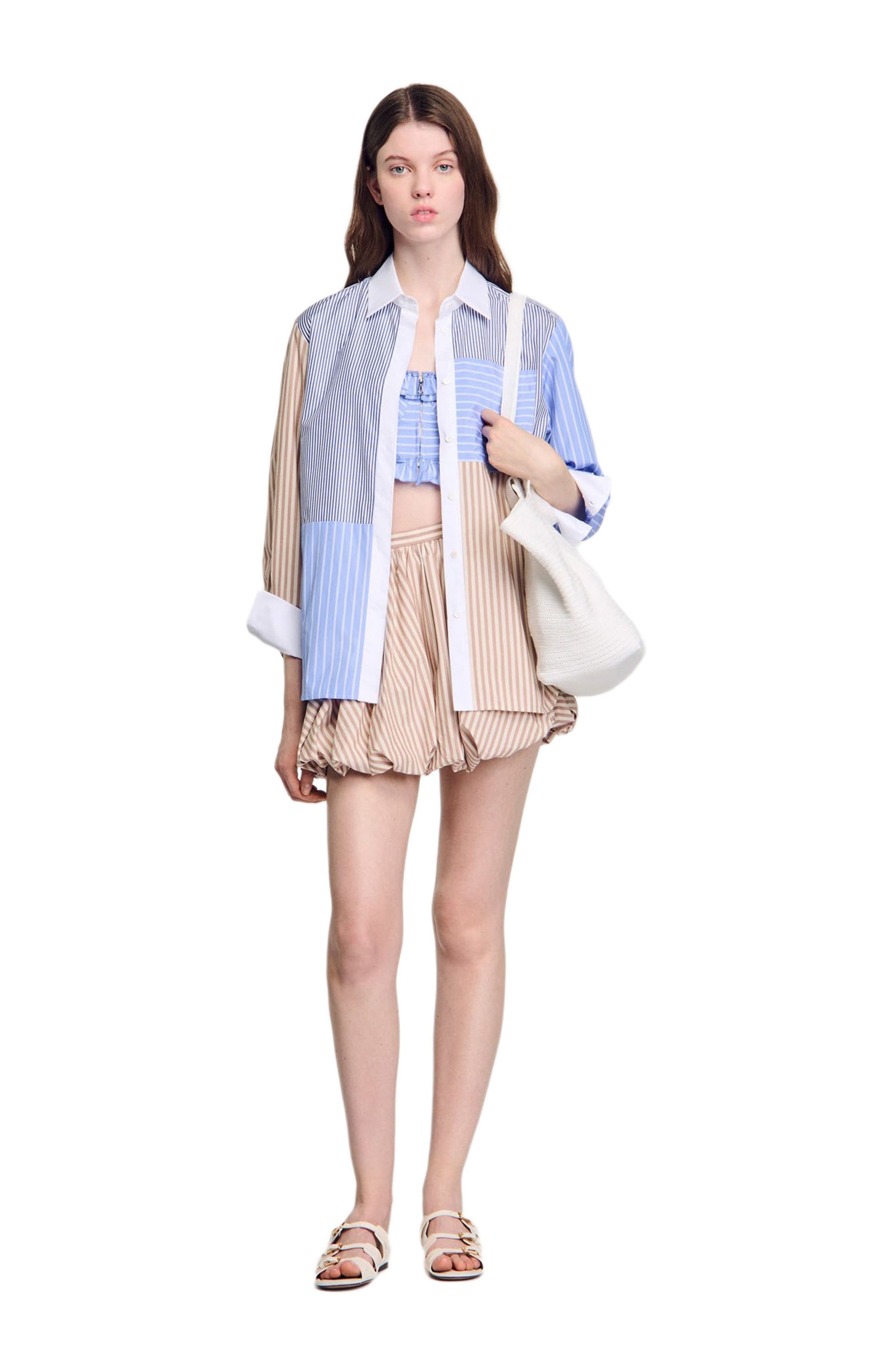 SANDRO Striped mix shirt in Sand /Camel at Nordstrom - 6