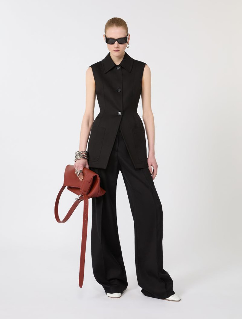 Sportmax Sleeveless fitted gabardine blazer - black outlook