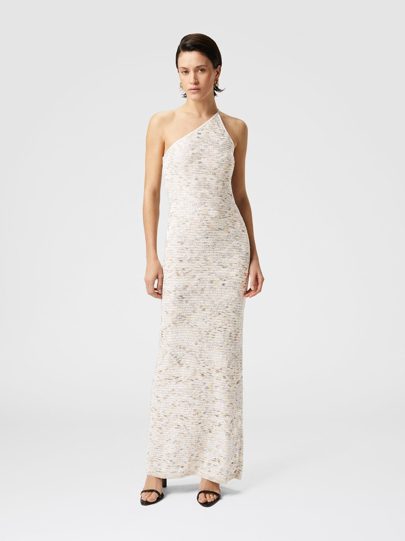 Missoni Long one-shoulder dress in slub knit with sequins outlook