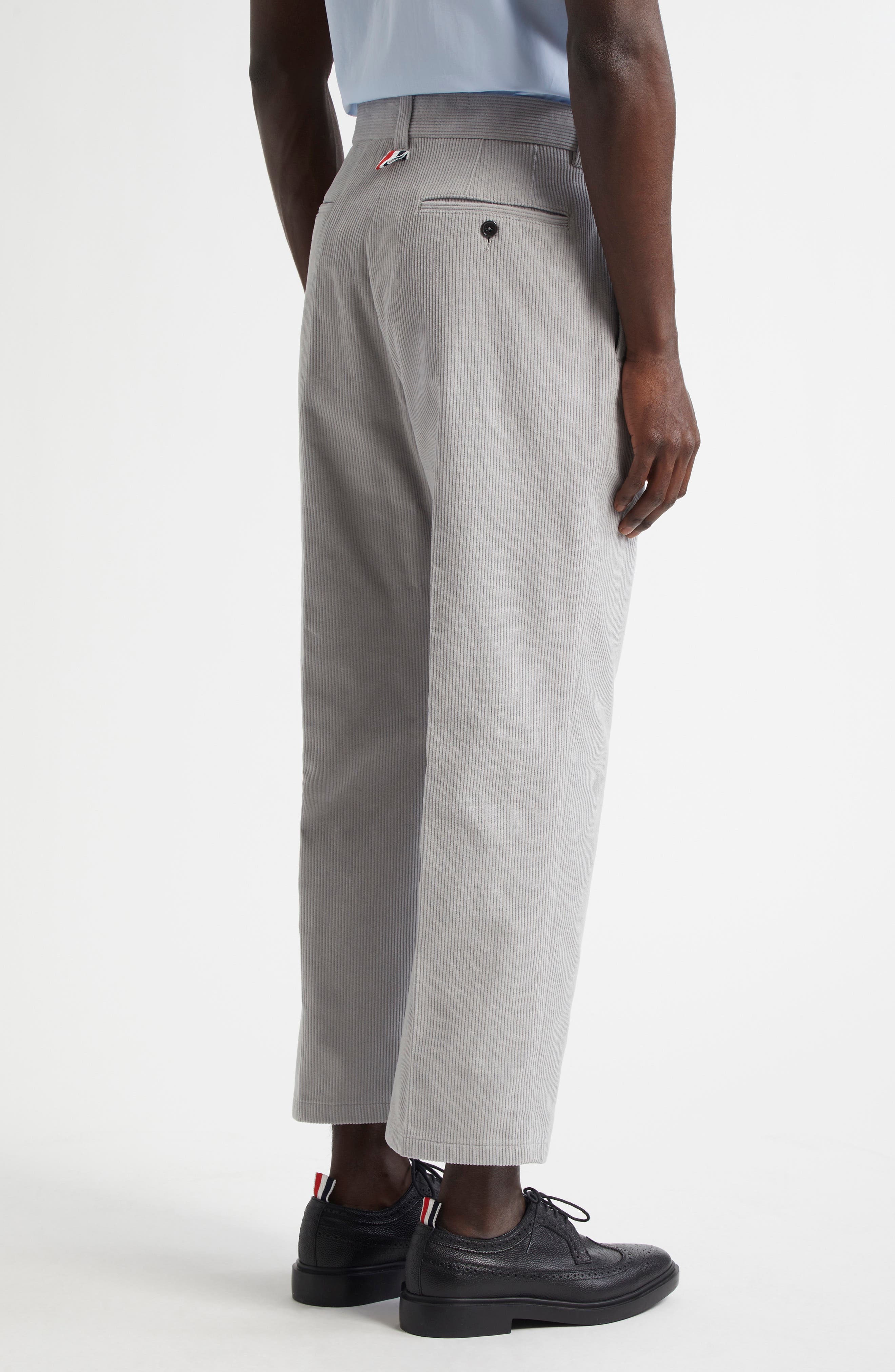 Thom Browne Unconstructed Straight Leg Cotton Corduroy Pants in Light Grey at Nordstrom - 3
