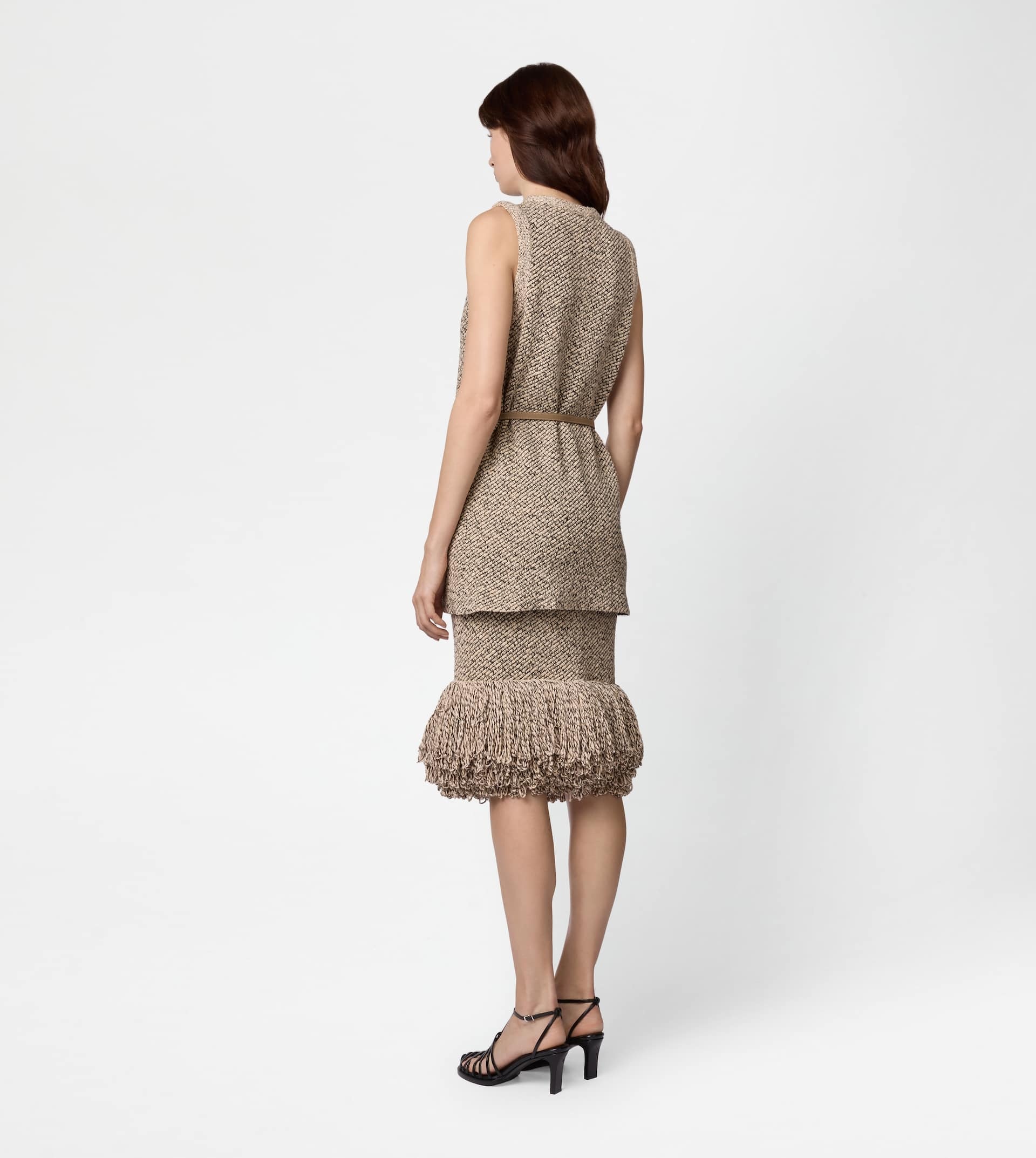 TOP IN MOULINÉ KNIT - BEIGE, BLACK - 3