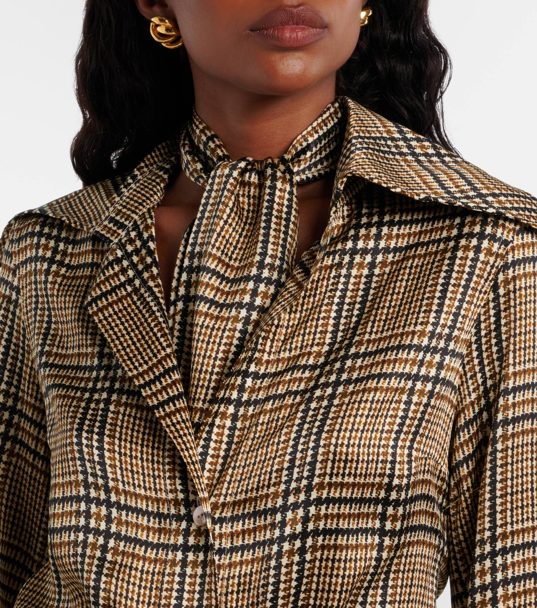 Prince of Wales check silk shirt dress - 4