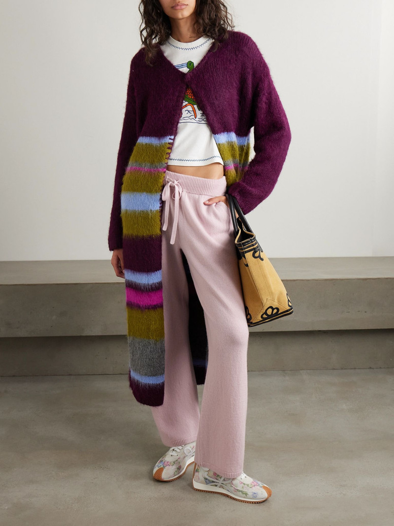 The Elder Statesman Thistle striped alpaca-blend cardigan Purple outlook