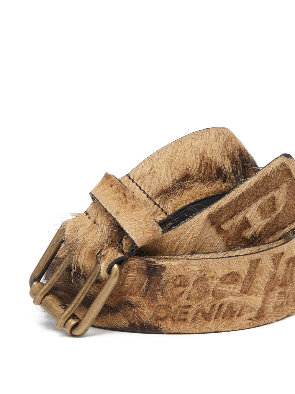 long-hair leather buckle belt - 2