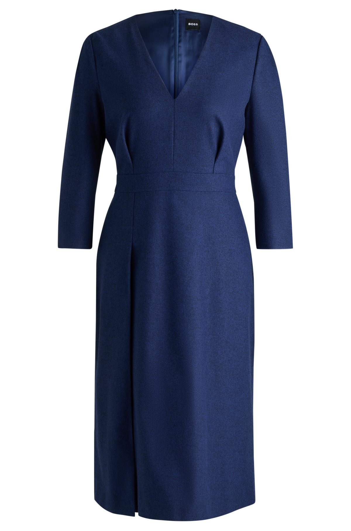V-NECK DRESS IN STRETCH FLANNEL - 1