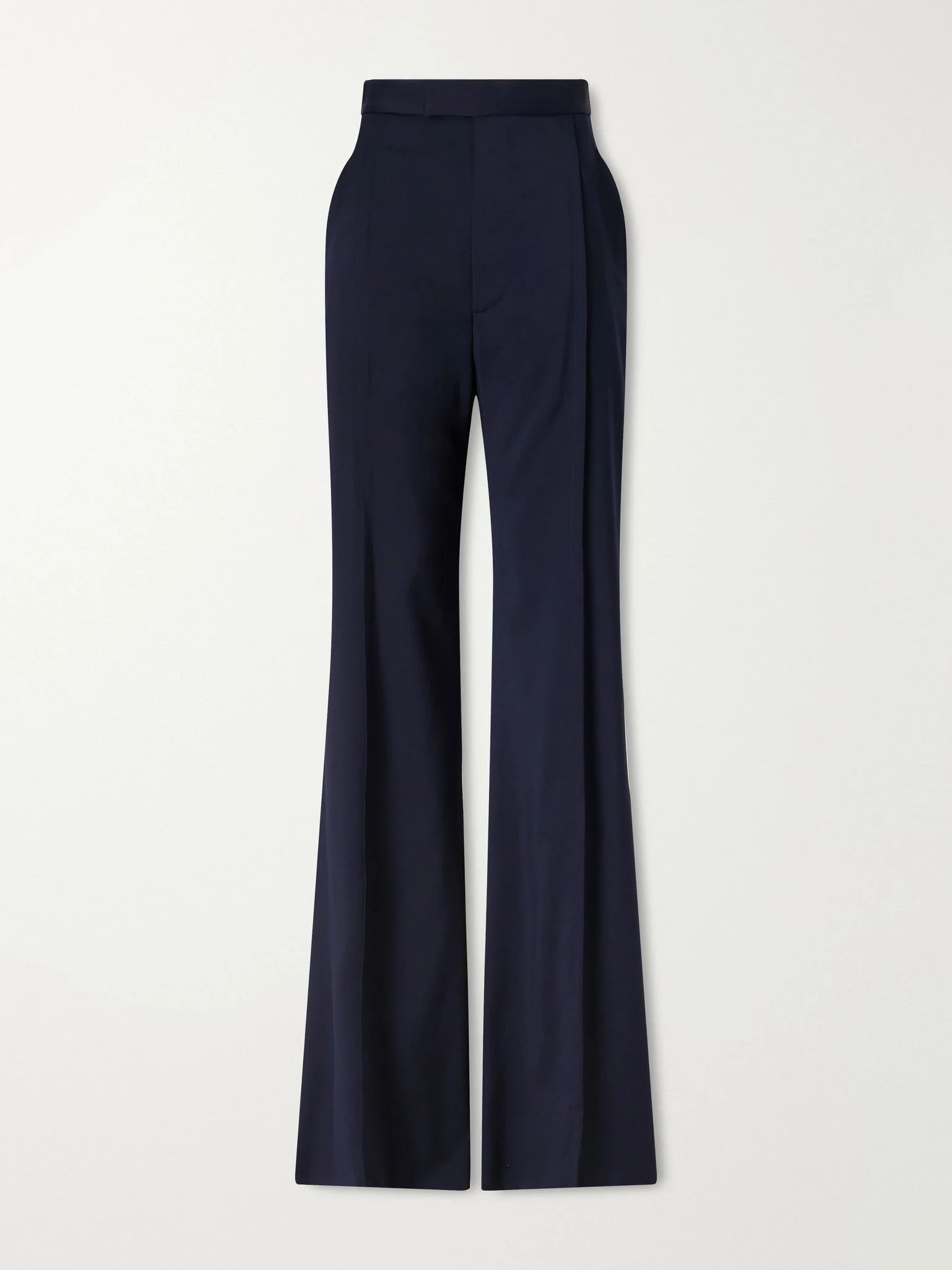 Serge pleated flared wool pants Navy - 1