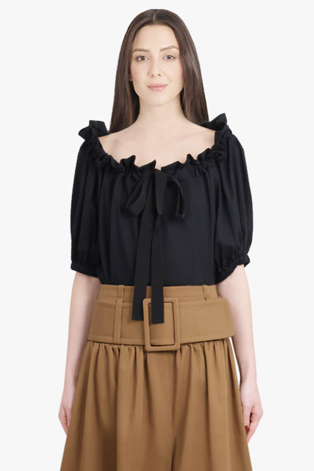 ICONIC S/S TIE NECK BLOUSE | BLACK - 3