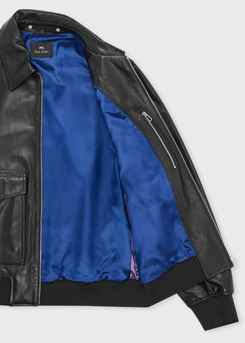 Black Leather Patch-Pocket Jacket 4