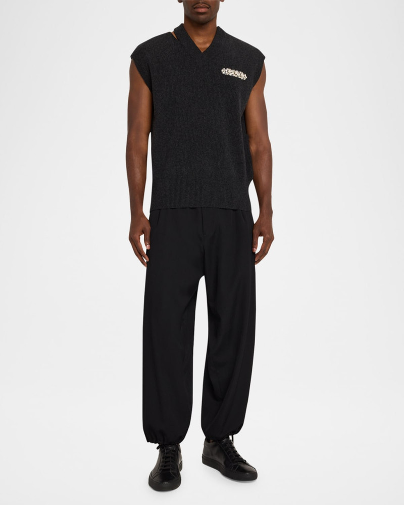 Simone Rocha Men & apos;s Embellished Merino Seam Bite Vest outlook