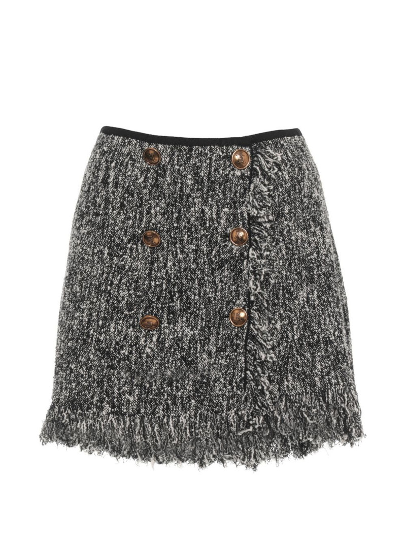 double-breasted frayed mini skirt 1
