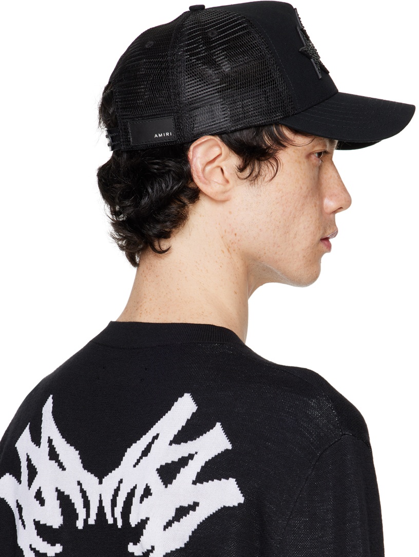 AMIRI Black Crystal 3 Star Trucker Cap | ssense | REVERSIBLE