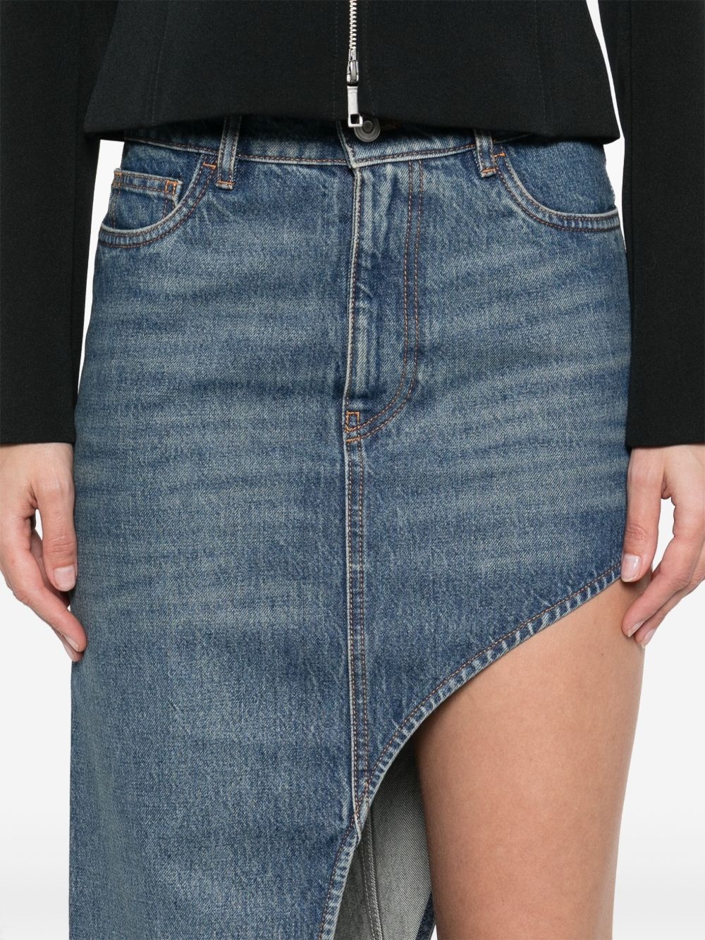 one-leg denim skirt - 5