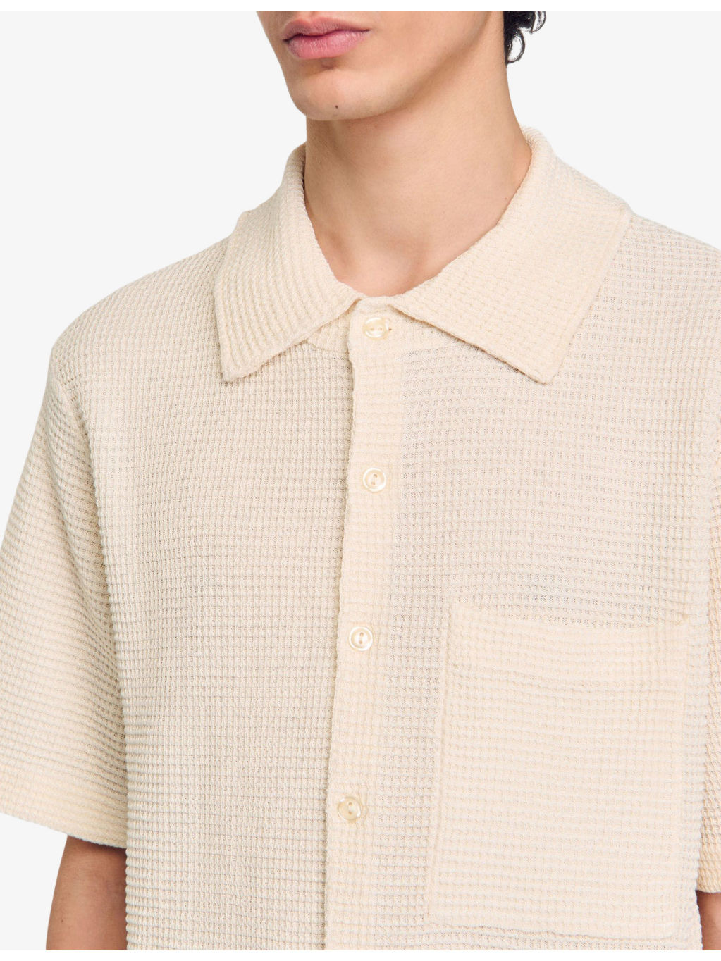 Button-Down Short-Sleeve Waffle Shirt - 5