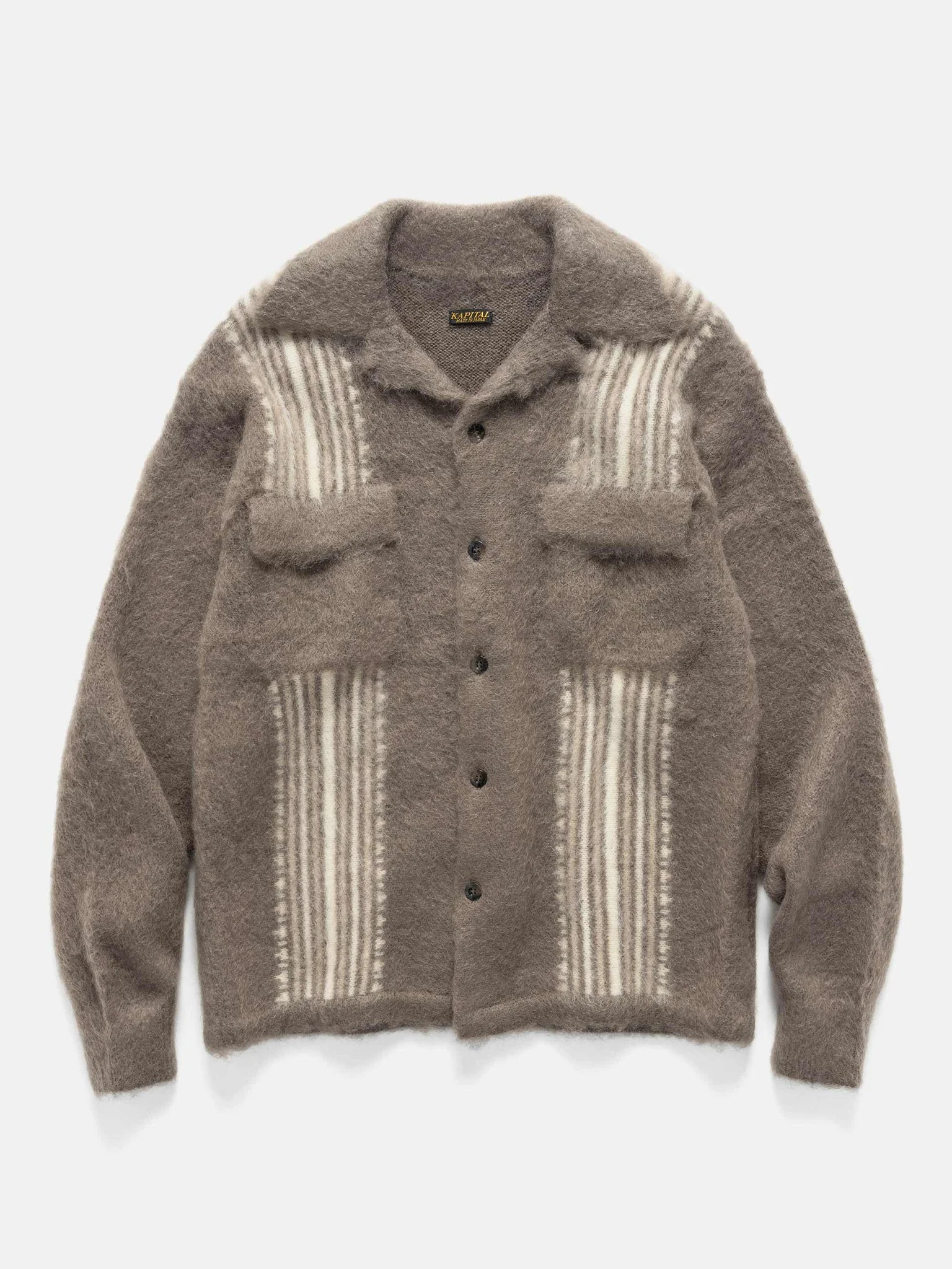 7G Mohair Knit Board Shirt Moca Beige - 1