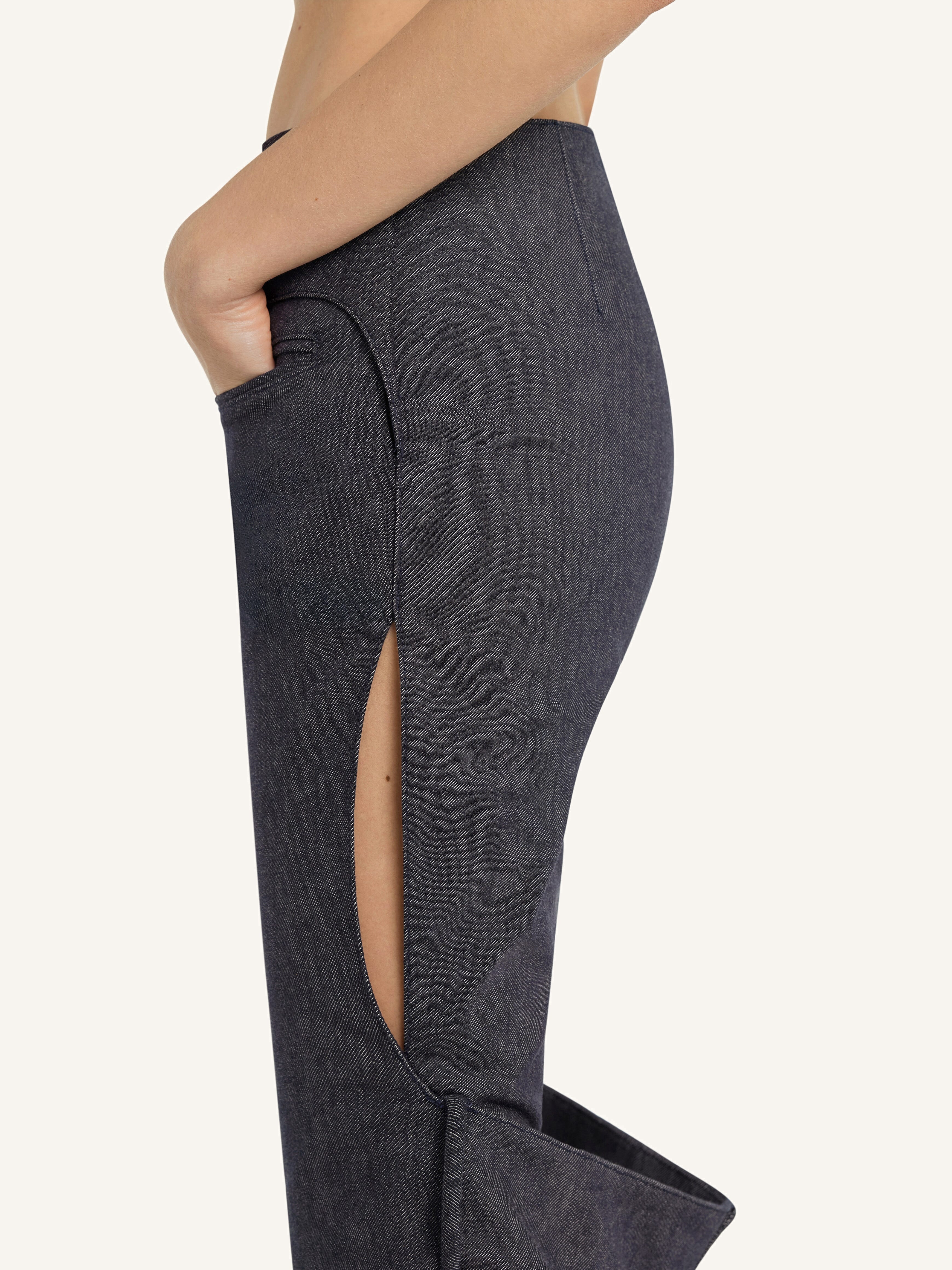 STRAP DENIM BOOTCUT PANTS - 5