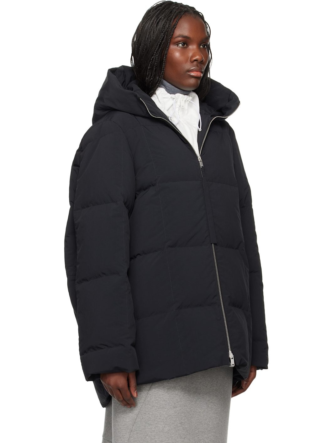 Black Quilted Down Jacket - 2