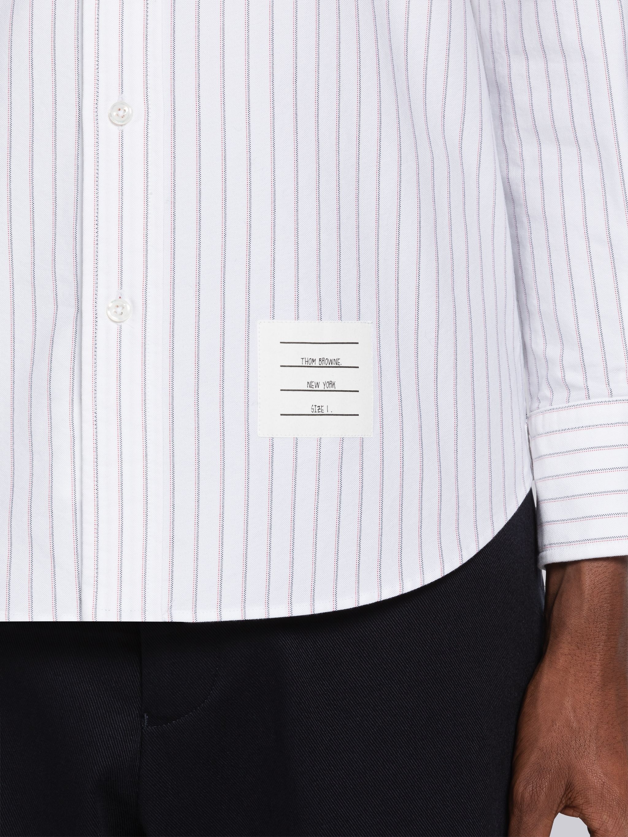 Shadow Pinstripe Oxford Armband Long Sleeve Shirt - 6