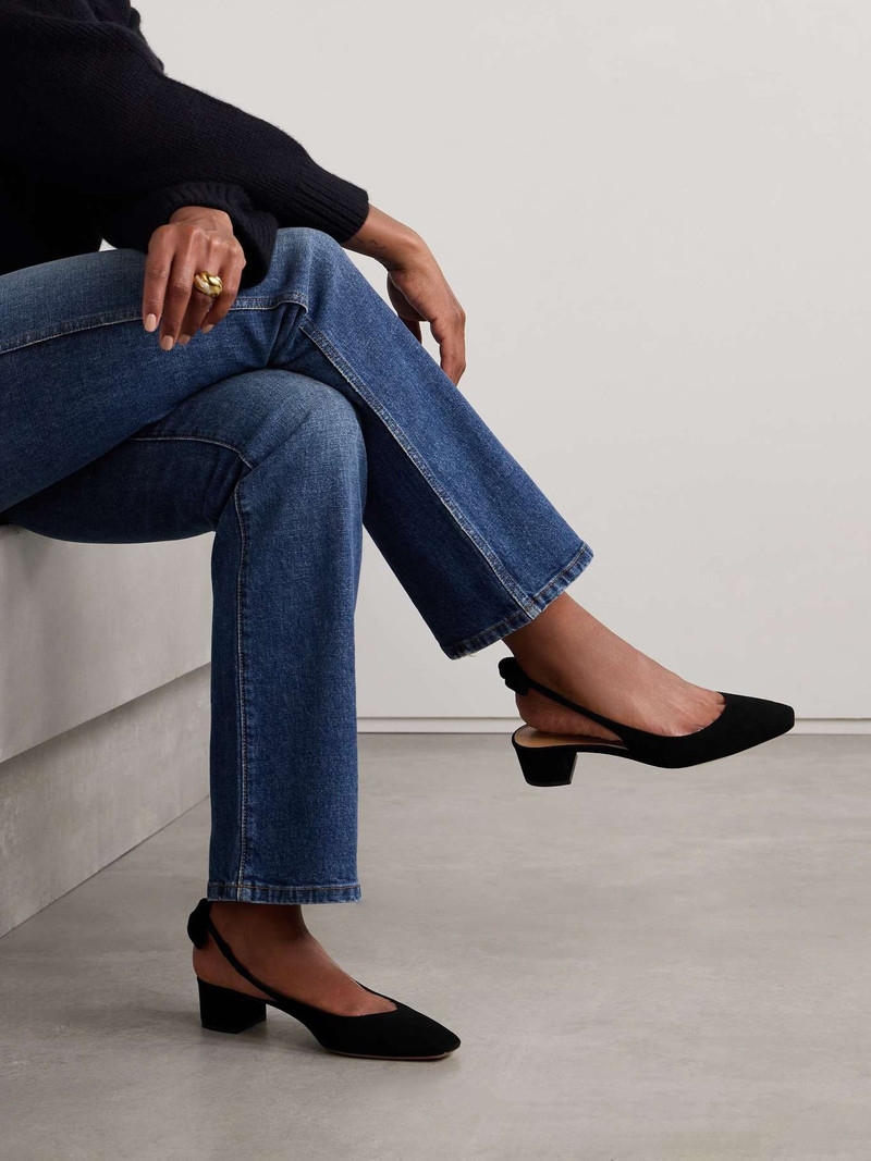 AQUAZZURA Very Bow 35 suede slingback pumps outlook