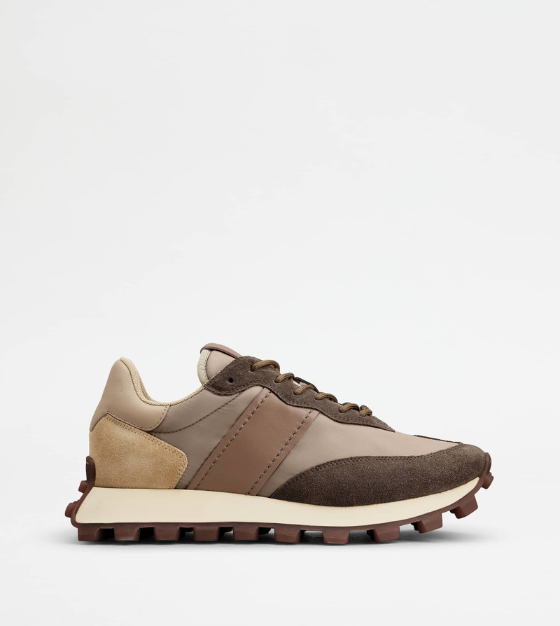 SNEAKERS TOD'S 1T IN SUEDE AND FABRIC - BROWN, OFF WHITE 1