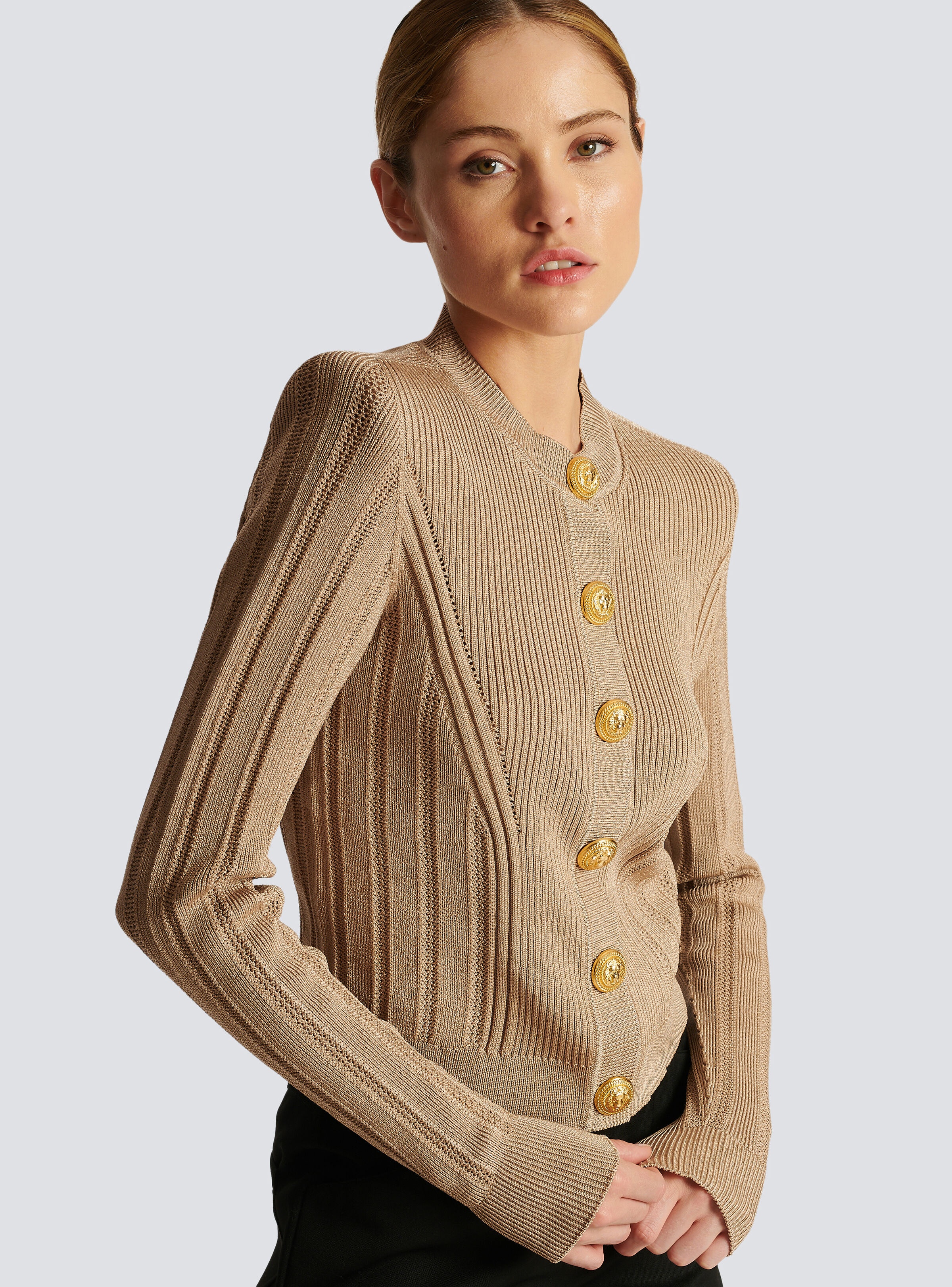 Knit cardigan with gold buttons - 6