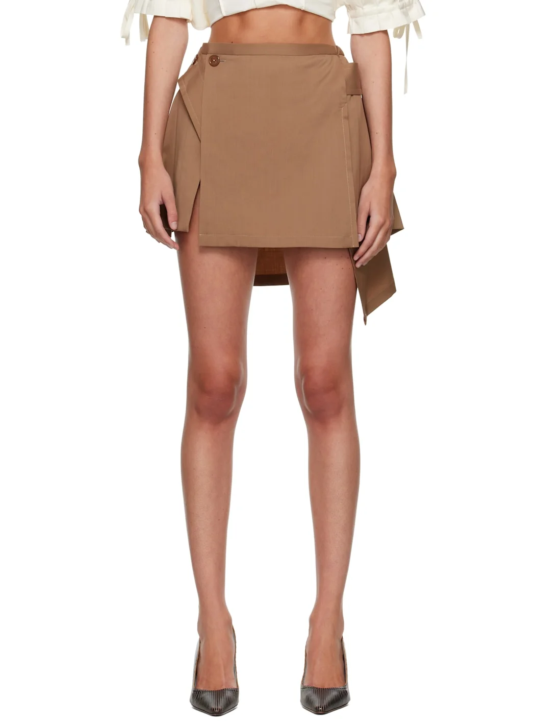 Beige Meghan Kilt Miniskirt - 1